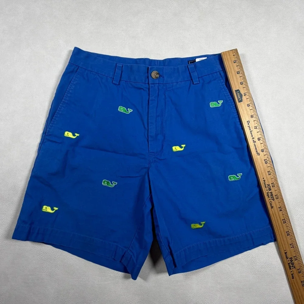Vineyard Vines Mens 30 Breaker Shorts Blue Embroidered‎ Whales Chino Cotton Prep